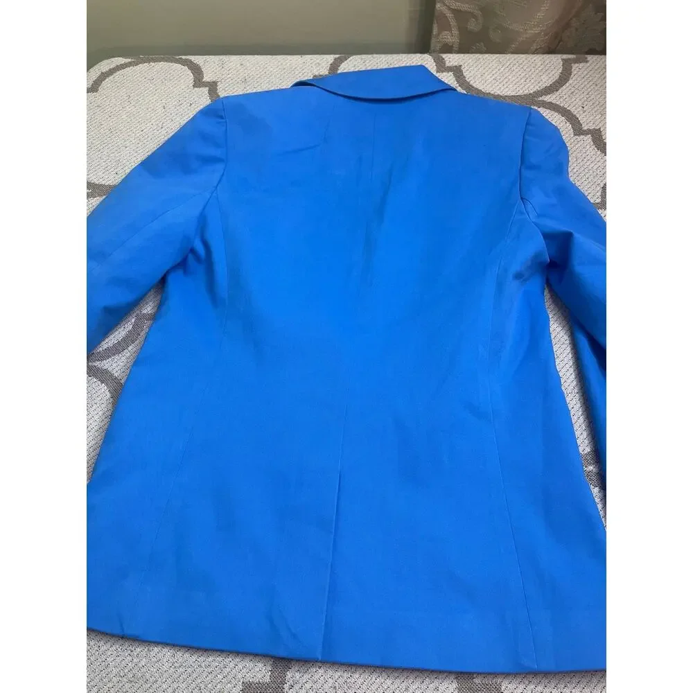 J.Crew Girlfriend Chino Blazer Blue One Button Tailored Stretch Cotton Size 6